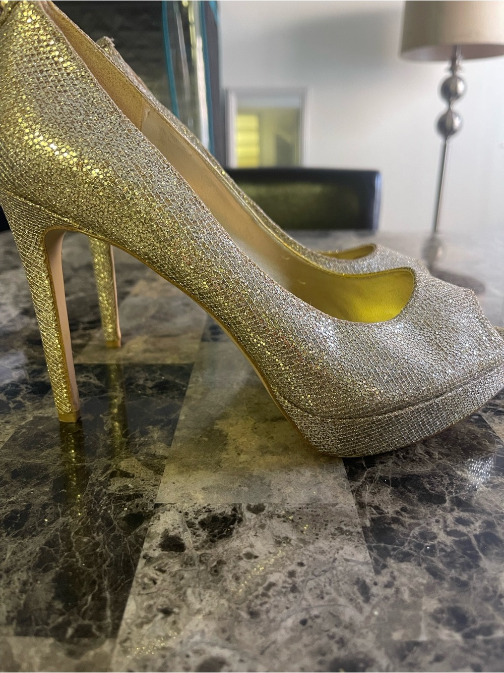 Michael Kors Gold Glitter Platform Pumps
